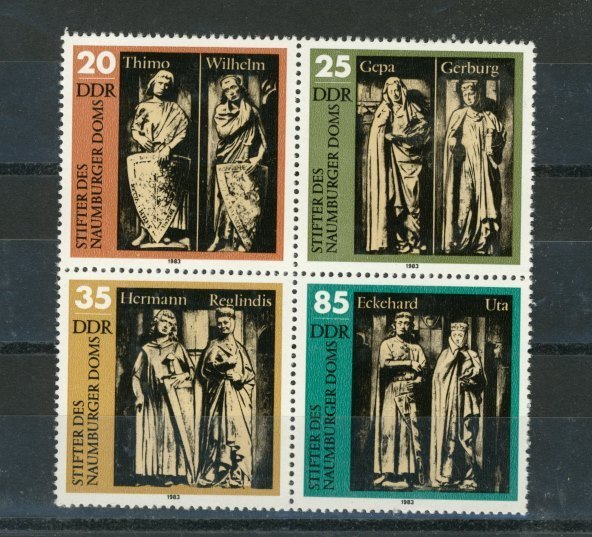 Briefmarke DDR 2808/11 ** Zusammendruck Stifter des Naumburger Doms