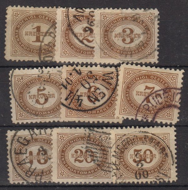 Briefmarke Österreich Porto 1-9 o