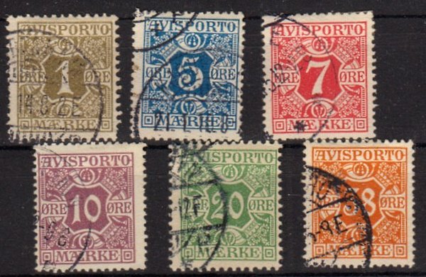 Briefmarke Dänemark Verrechnungsmarken 1-6 o