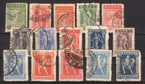 Briefmarke Griechenland 158-72 o (170-72 I)