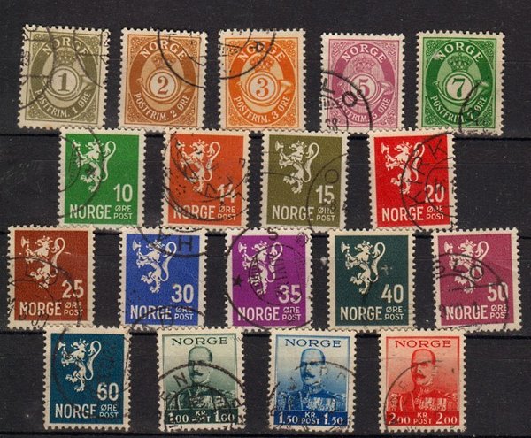 Briefmarke Norwegen 176-93 o