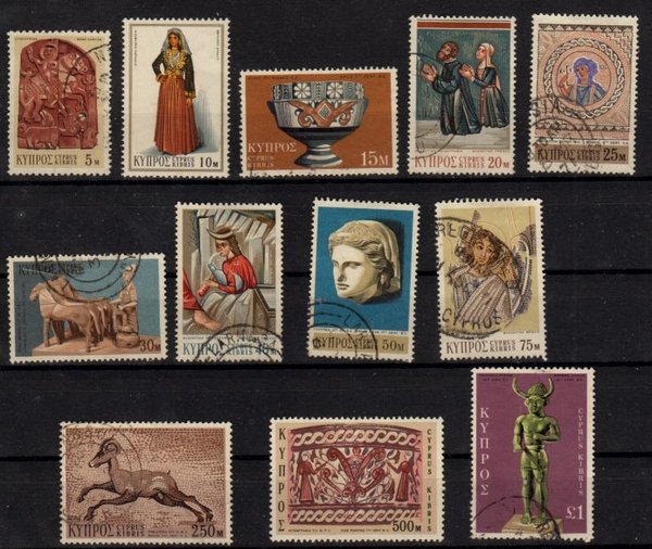 Briefmarke Zypern 346-54 + 56-58 o