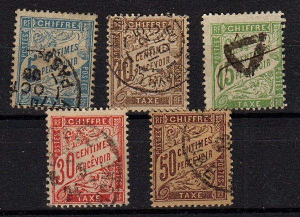 Briefmarke Frankreich Portomarken 28-31 + 33 o
