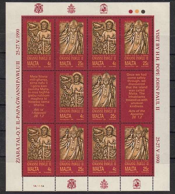Briefmarke Malta 841-42 ** Kleinbogen