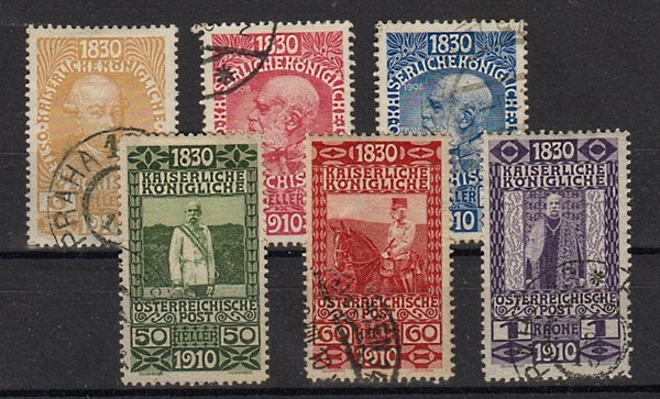 Briefmarke Österreich 165-66 + 69 + 72-74 o
