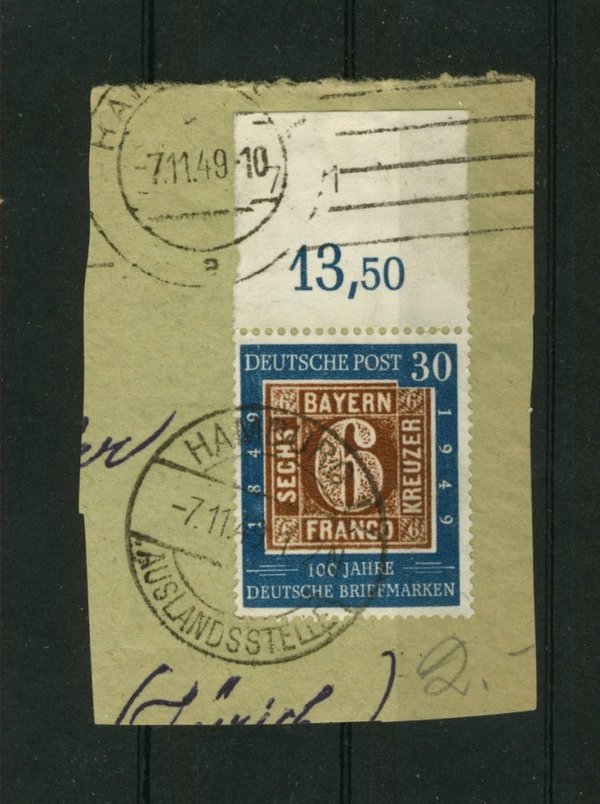 Briefmarke BRD MiNr 115 gestempelt vom Oberrand