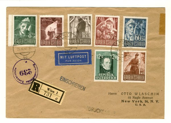 Brief Österreich 829/34 und 801 von 1947