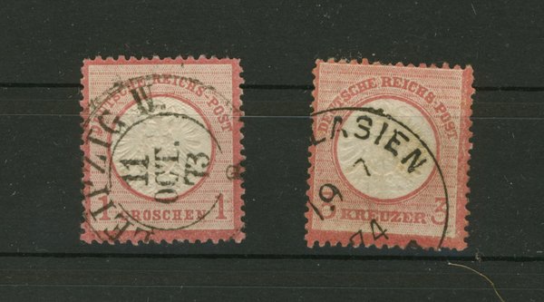 Briefmarke Deutsches Reich 19 und 25 gestempelt