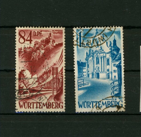 Briefmarke Französische Zone Württemberg 26/27 gestempelt