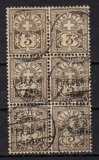 Briefmarke Schweiz 83 o 6er Block