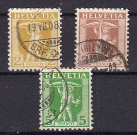Briefmarke Schweiz 95-97 o