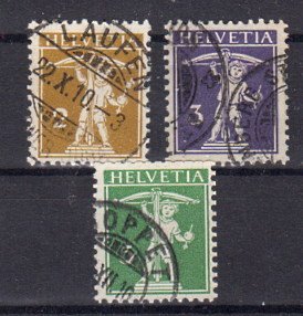Briefmarke Schweiz 111-13 II o
