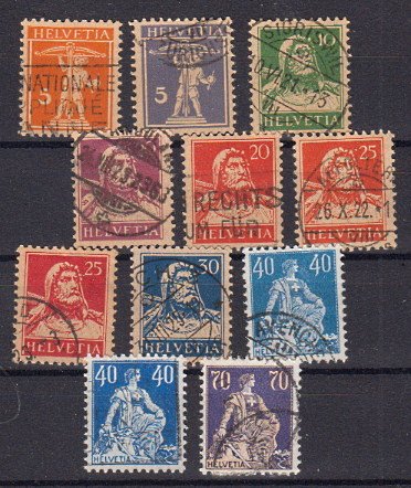 Briefmarke Schweiz 162-71 o (mit 170 a + b)