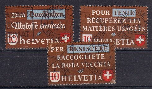 Briefmarke Schweiz 405-07 o