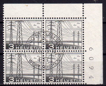 Briefmarke Schweiz 529 o 4er Block