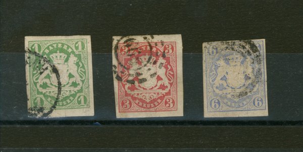 Briefmarke Bayern 14/16 gestempelt