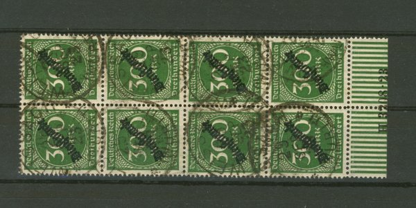 Briefmarke Deutsches Reich Dienstmarke 79 HAN UR gestempelt 8 er Block