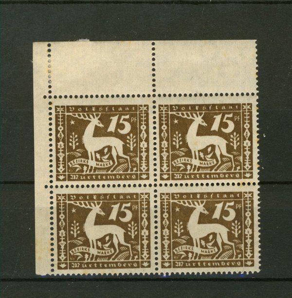 Briefmarke Württemberg 145 ** Viererblock