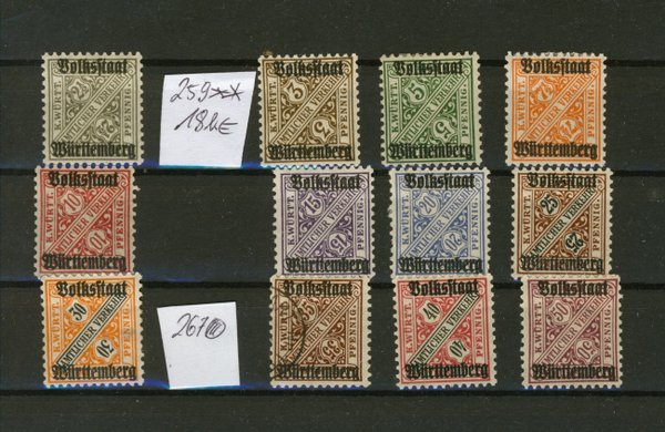 Briefmarke Württemberg 258/59 meist *