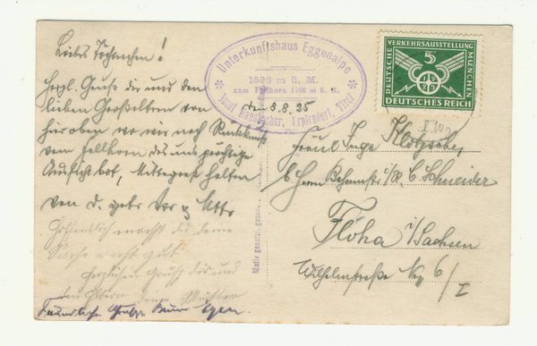 Ansichtskarte / Brief Österreich Eggenalm mit Kaisergebirge /  Deutsches Reich 370 Einzelfrankatur