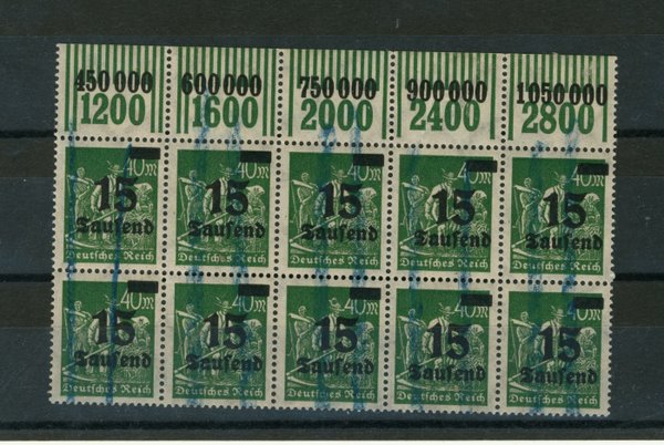 Briefmarke Deutsches Reich 279 WOR mit Buntstiftentwertung