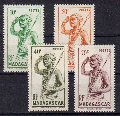 Briefmarke Madagaskar 387-90 */**