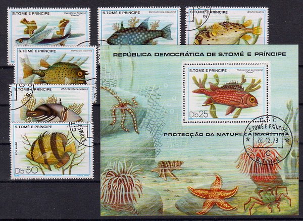 Briefmarken Sankt Thomas & Prinzeninseln 612-17 o + Block 41 o