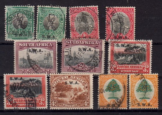 Briefmarke Südwestafrika 112-20 + 22-23 o