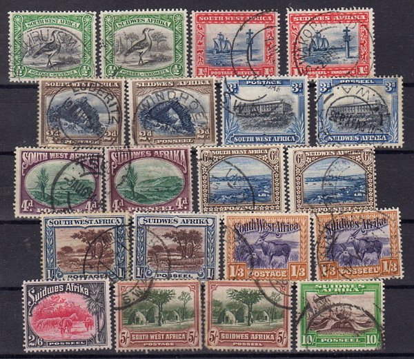 Briefmarke Südwestafrika 140-55 + 57-59 + 61 o