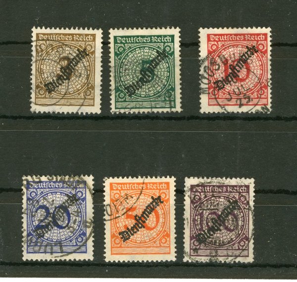 Briefmarke Deutsches Reich Dienstmarke 99/104 gestempelt