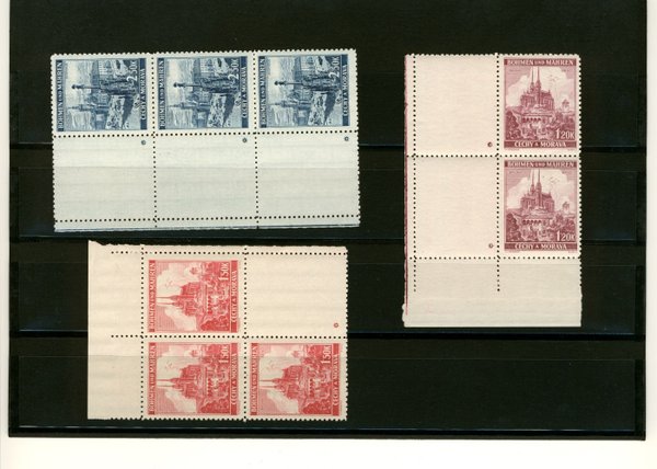 Briefmarke Böhmen und Mähren 29 LW, 30 LS, 32 LW **