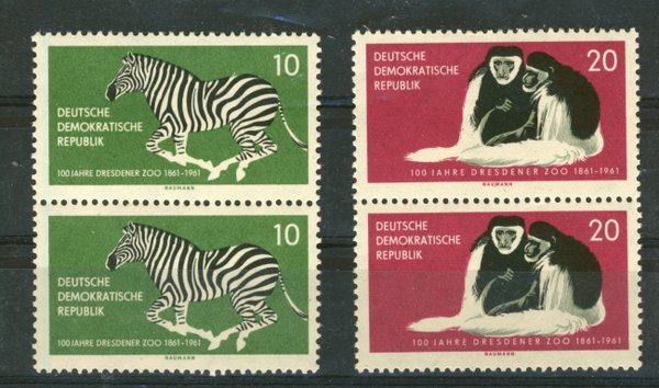 Briefmarke DDR 825/26 ** senkrechter Zweierstreifen