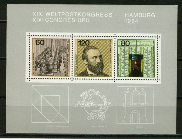 Briefmarke BRD Block 19 ** mit 1215 / 1217