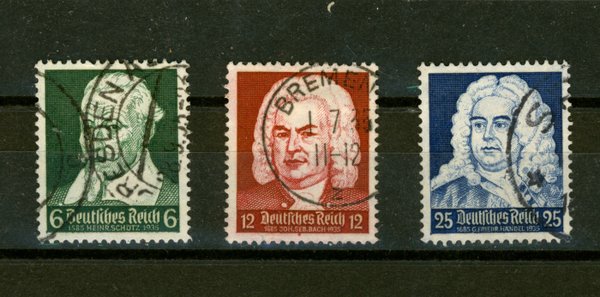 Briefmarke Deutsches Reich 573/75 gestempelt
