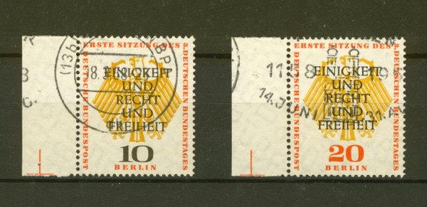 Briefmarke Berlin 174/75 Randstück gestempelt