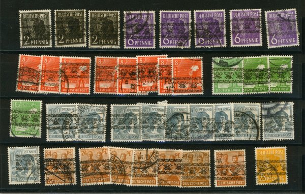Briefmarke Bizone ex 36/45 I gestempelt. Lot wie abgebildet