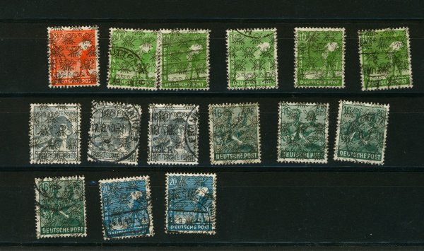 Briefmarke Bizone ex 38/43 II gestempelt. Lot wie abgebildet.