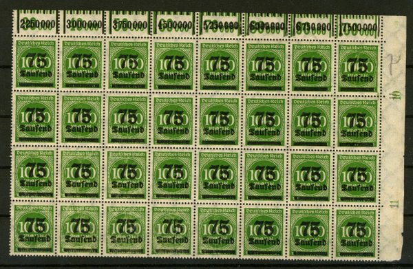 Briefmarke Deutsches Reich 288 ** WOR 40-er Block