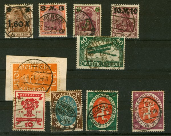 Briefmarke Deutsches Reich 107/10, 112/12, 154/57 gestempelt
