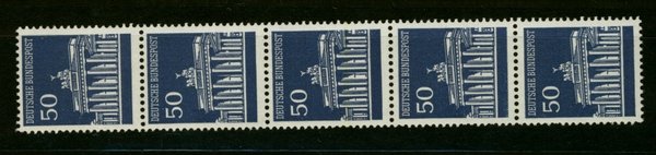 Briefmarke BRD  509 w ** Fünferstreifen mit Rollennummer!