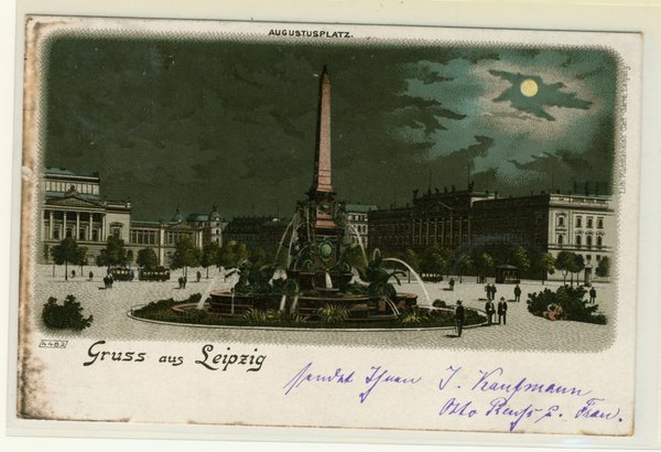 Ansichtskarte Leipzig Litho von 1899, Augustusplatz