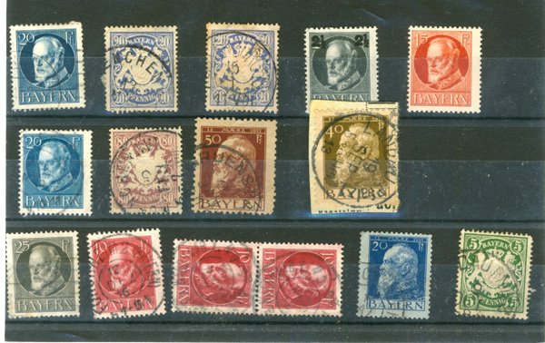 Briefmarke Bayern Lot gestempelt mit u.a. 68 und 83
