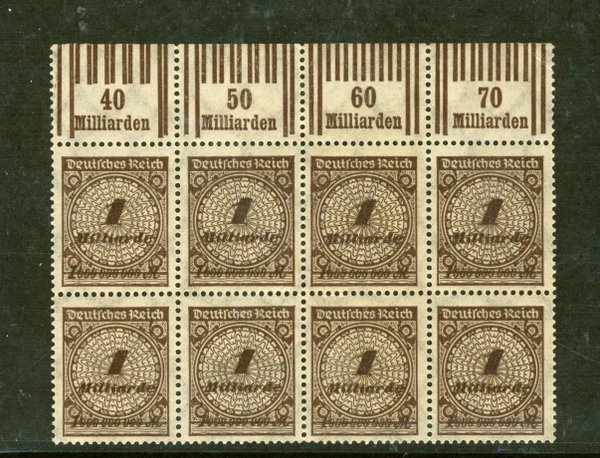 Briefmarke Deutsches Reich 325 A WaOR ** Achterblock