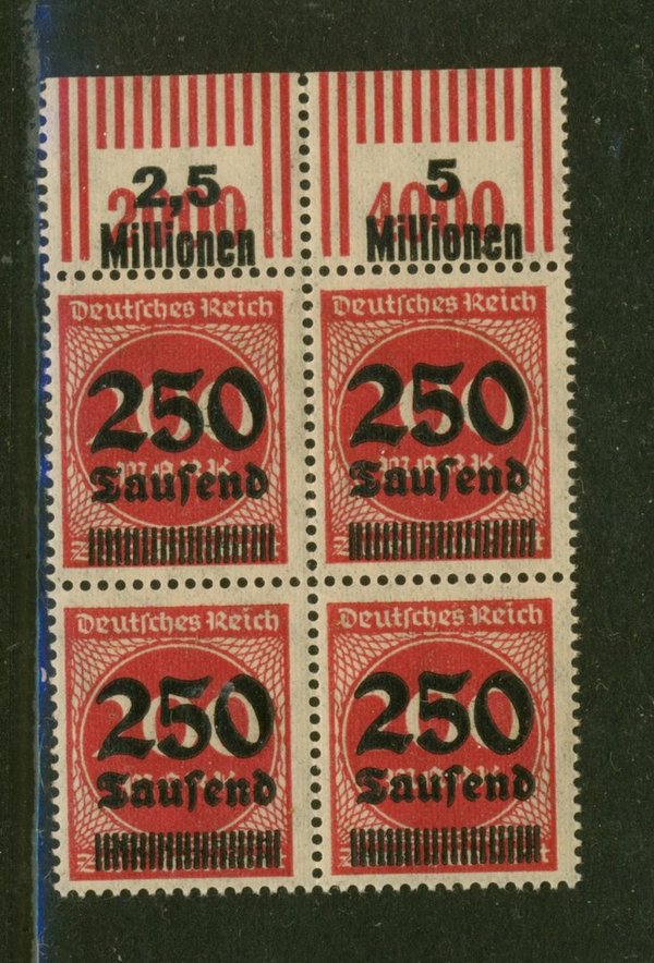 Briefmarke Deutsches Reich 292 ** OPD G f WOR Viererblock