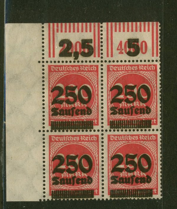 Briefmarke Deutsches Reich 292 ** kl WOR Viererblock