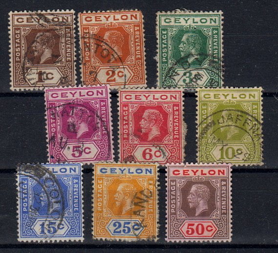 Briefmarken Ceylon 165-72 + 174 o