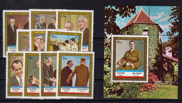 Briefmarken Fujeira 946-55 o + Block 101 A o