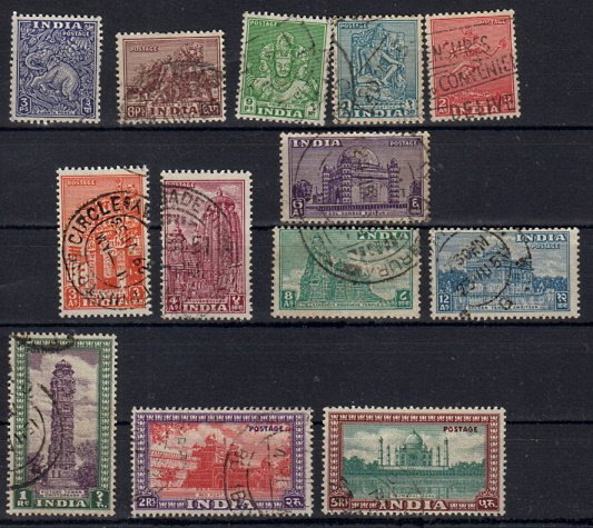 Briefmarken Indien 191-96 + 98-204 o