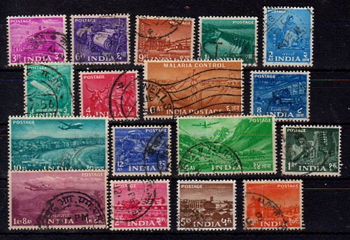 Briefmarken Indien 238-50 + 52-55 o