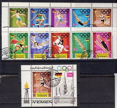 Briefmarken Jemen Königreich 752-61 + Block 157 A o
